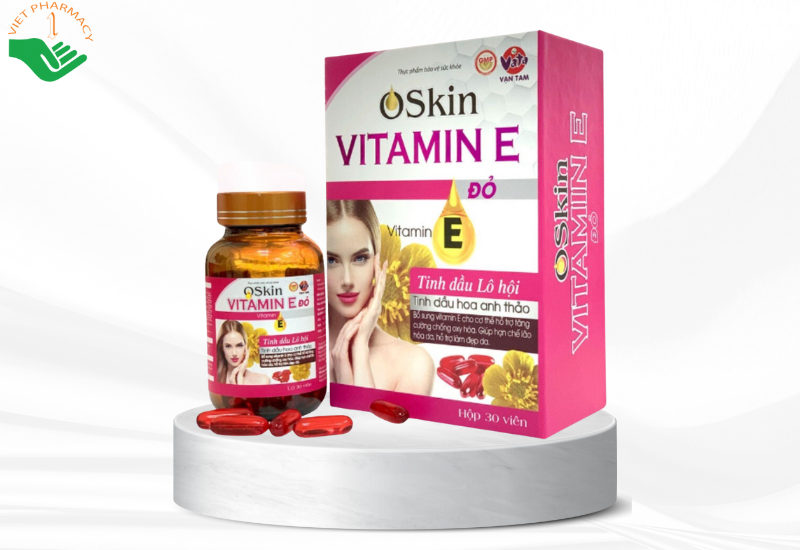 Viên uống làm chậm lão hóa da Oskin Vitamin E đỏ