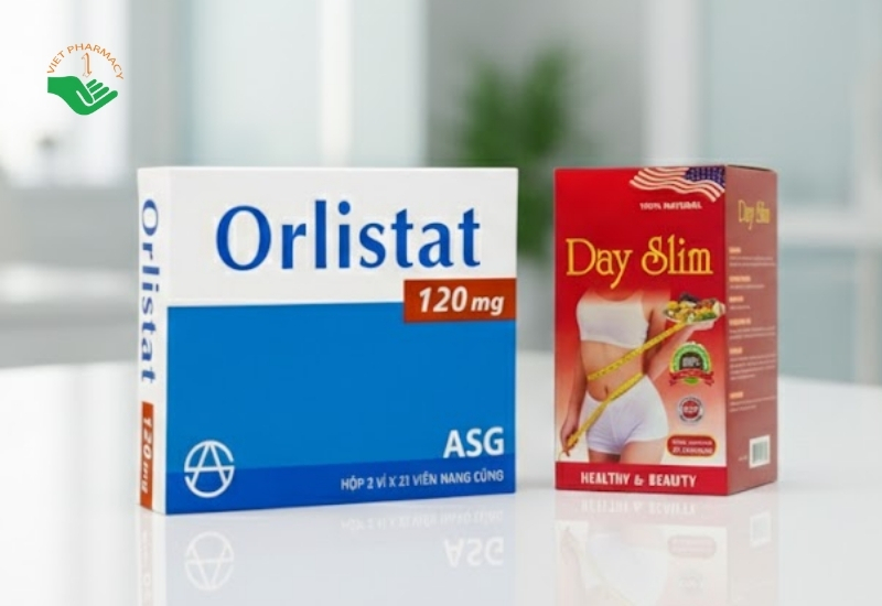 Bộ đôi viên uống giảm cân Day Slim và Orlistat 120mg