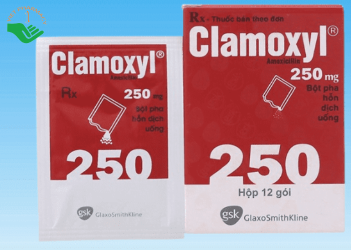 Bột pha hỗn dịch uống Clamoxyl 250mg GSK điều trị nhiễm khuẩn (12 gói)