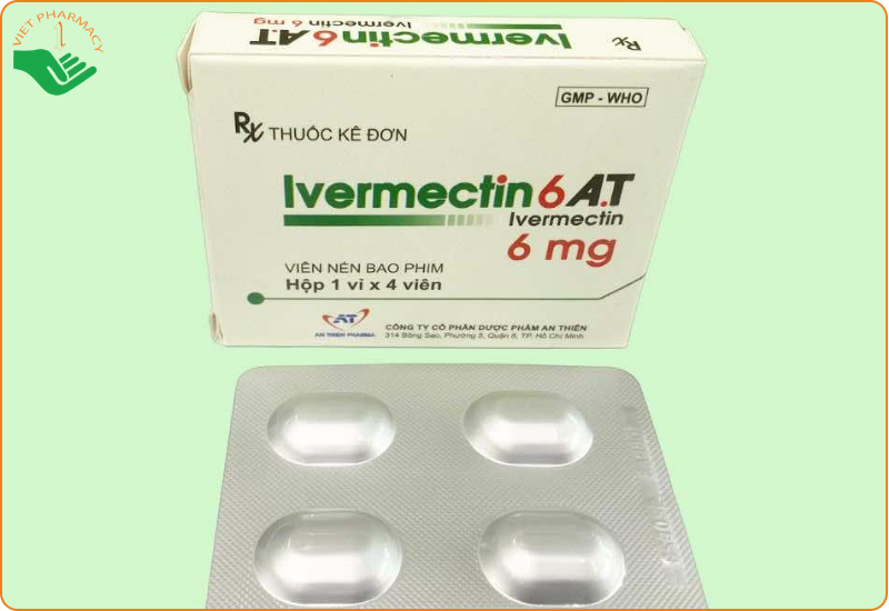 Thuốc Ivermectin 6 A.T trị giun, ấu trùng (1 vỉ x 4 viên)