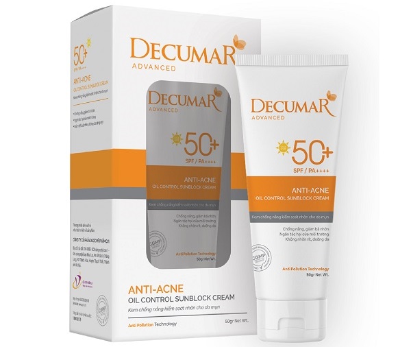 kem-chong-nang-decumar-advanced Kem chống nắng dành cho da dầu mụn Decumar Anti- Acne Oil Control Sunblock Cream SPF 50+