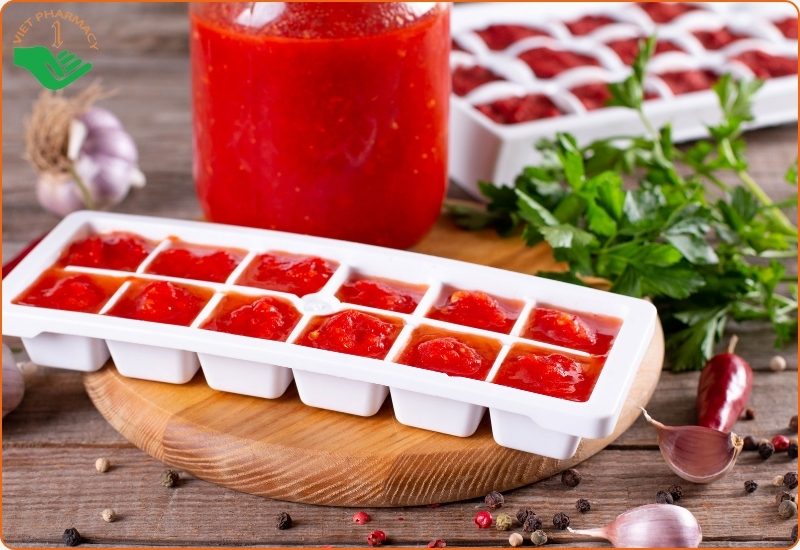 Làm trắng da bằng cà chua để lạnh đông đá