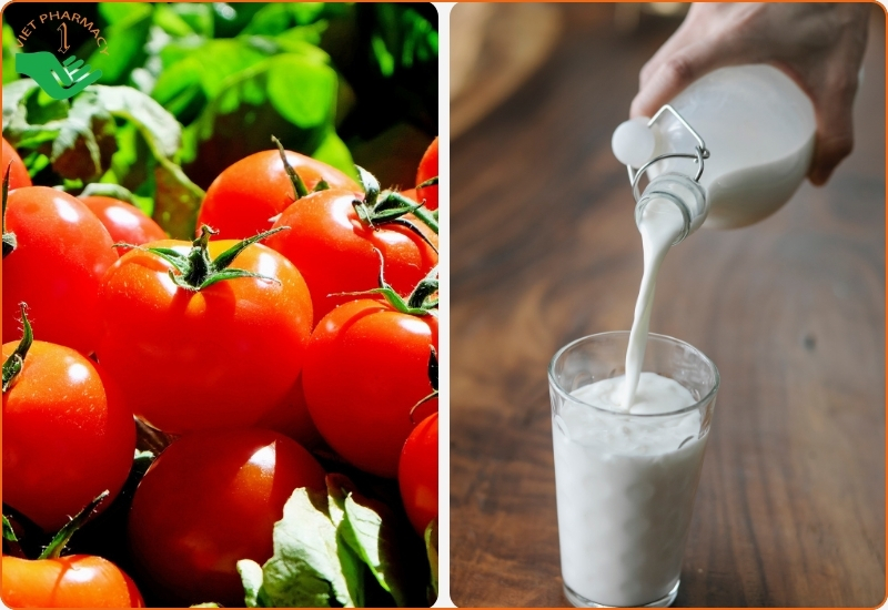 Làm trắng da bằng cà chua và sữa tươi không đường