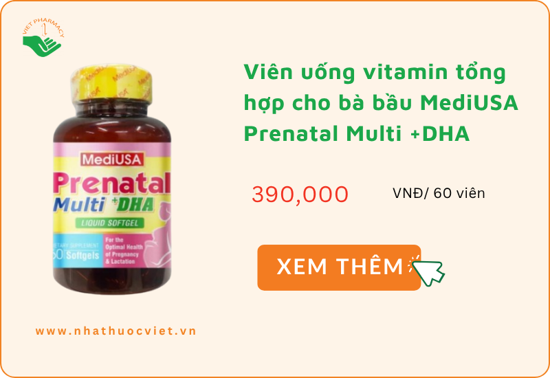 Viên uống bổ sung vitamin cho bà bầu MediUSA Prenatal Multi +DHA