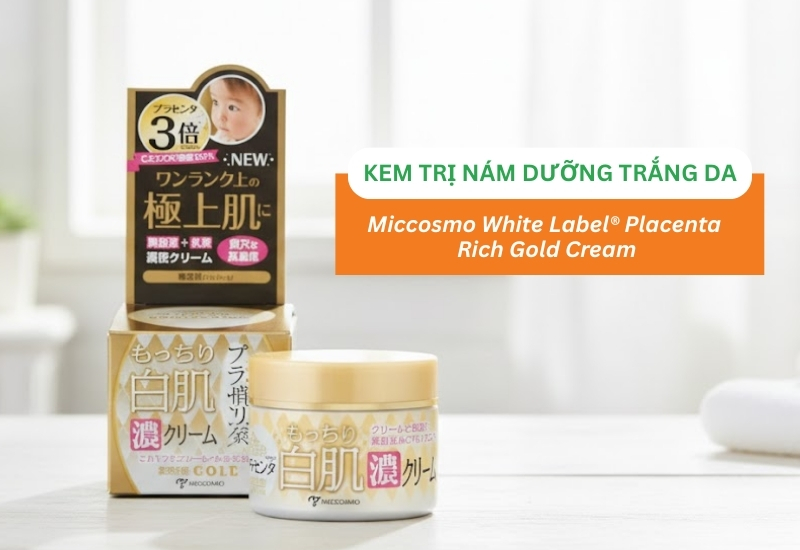 Kem Miccosmo White Label® Placenta Rich Gold Cream dưỡng trắng sáng da, cấp ẩm, chậm lão hóa (Hũ 60g)