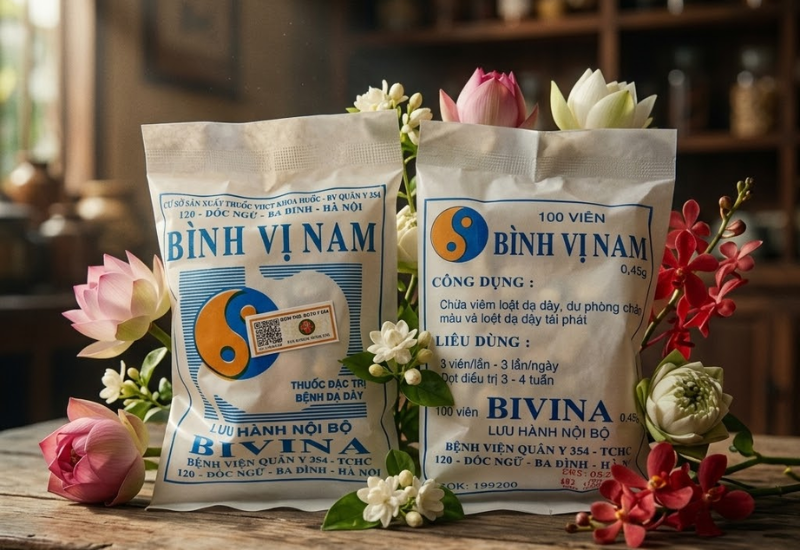 Thuốc điều trị viêm loét dạ dày, tá tràng Bình Vị Nam (Gói 100 viên)