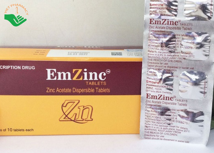 Thuốc Emzinc Emcure bổ sung kẽm, trị tiêu chảy (10 vỉ x 10 viên)