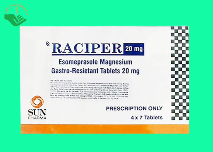 Thuốc Raciper 20mg Sun Pharma điều trị chứng trào ngược dạ dày, thực quản (4 vỉ x 7 viên)