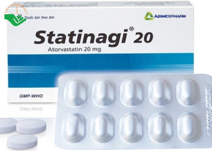 Thuốc Statinagi 20 Agimexpharm điều trị tăng cholesterol máu (3 vỉ x 10 viên)