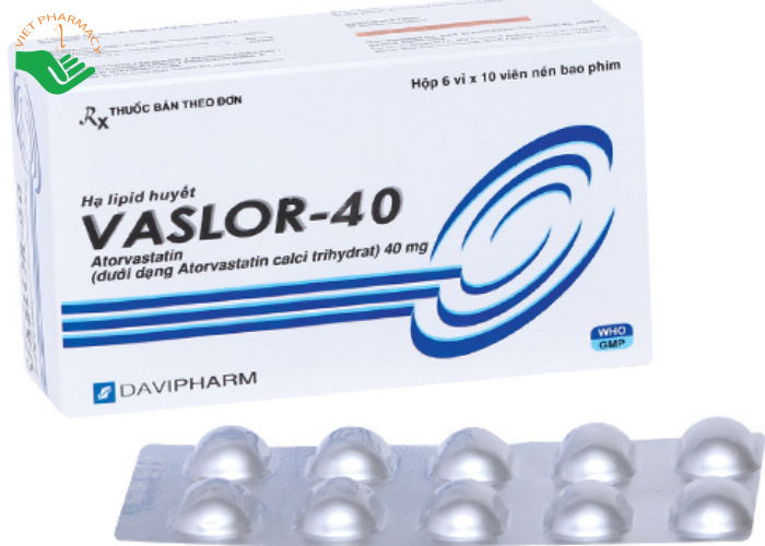 Thuốc Vaslor-40 Davipharm hỗ trợ cho chế độ ăn kiêng điều trị cao cholesterol máu nguyên phát (6 vỉ x 10 viên)