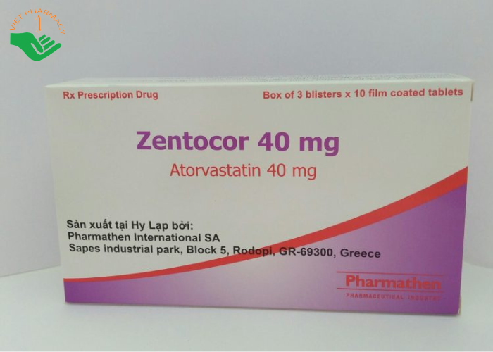 Thuốc Zentocor 40mg Pharmathen điều trị hỗ trợ cho chế độ ăn kiêng (3 vỉ x 10 viên)