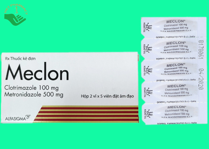 Viên đặt âm đạo Meclon Doppel Pharma điều trị viêm cổ tử cung, âm đạo (2 vỉ x 5 viên)