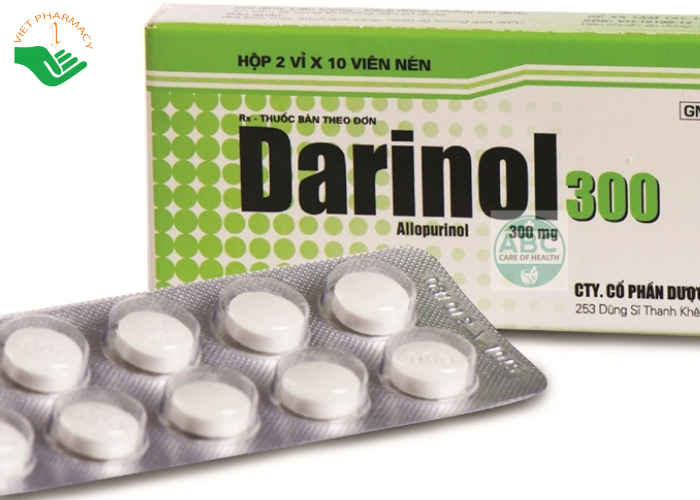 Viên nén Darinol 300mg trị gout, tăng acid uric (2 vỉ x 10 viên)