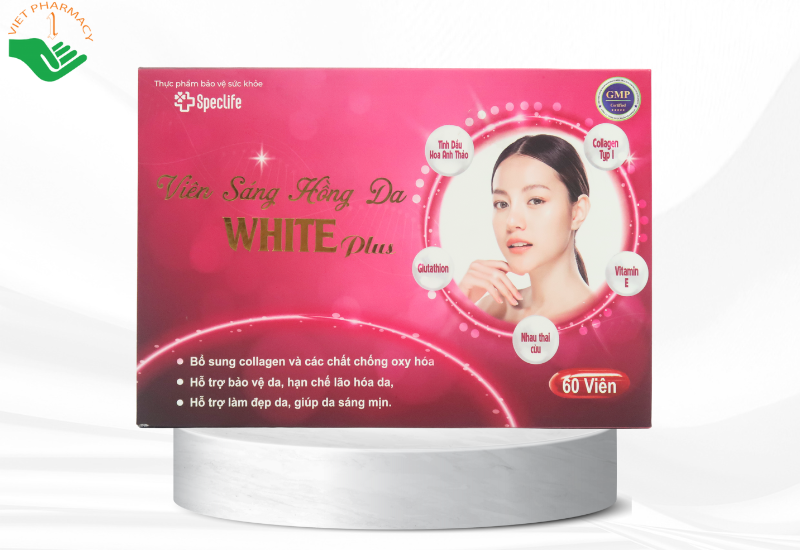 Viên sáng hồng da White Plus bổ sung collagen và các chất chống oxy hóa (hộp 60 viên)