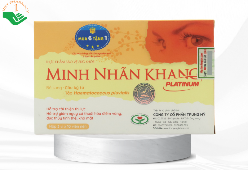 Viên uống bổ mắt Minh Nhãn Khang Platinum, giảm thoái hóa điểm vàng, đục thủy tinh thể (hộp 30 viên)