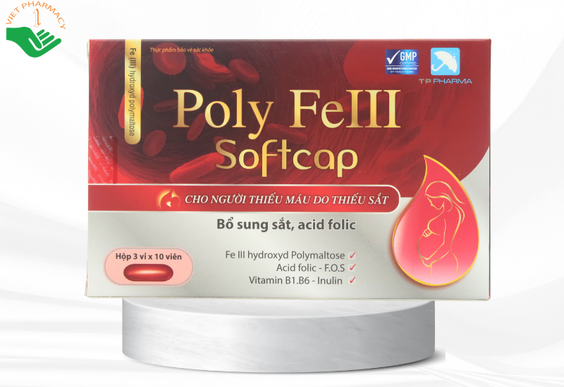 Viên uống Poly Fe III Softcap bổ sung sắt và vitamin thiết yếu (hộp 3 vỉ x 10 viên)