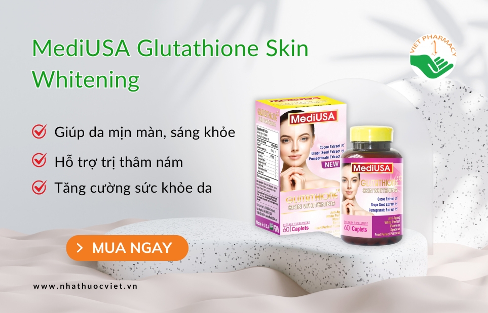 Viên uống trắng da MediUSA Glutathione Skin Whitening