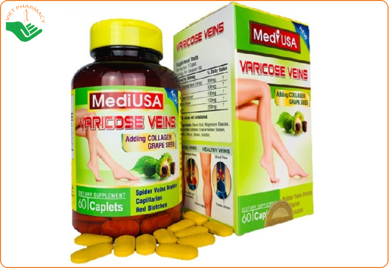 Viên uống trị suy giãn tĩnh mạch MediUSA Varicose Veins Treatment