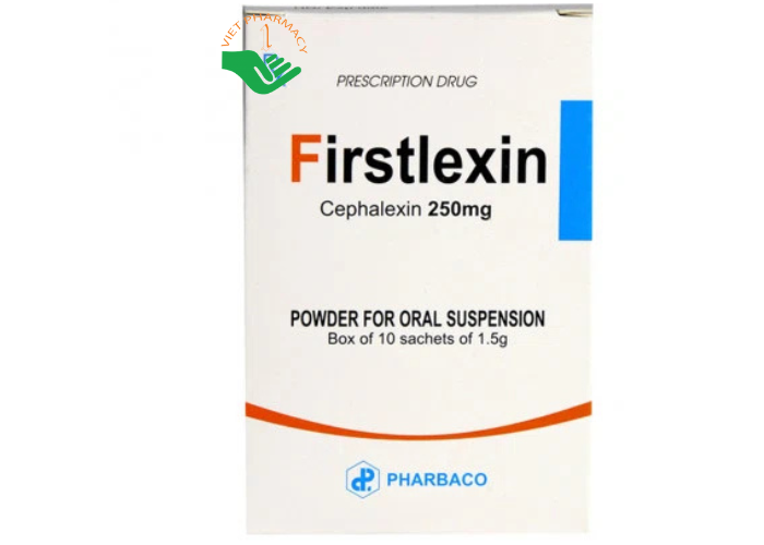Bột pha hỗn dịch uống Firstlexin 250mg Pharbaco điều trị nhiễm khuẩn (hộp 10 gói)
