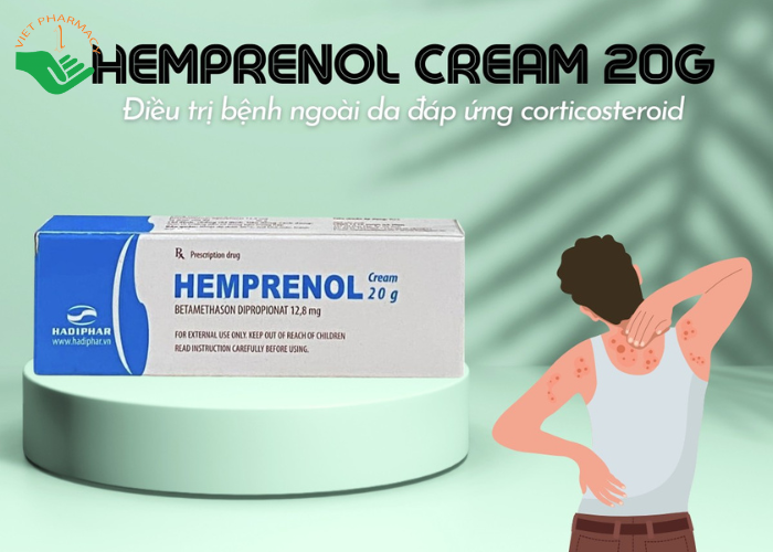 Kem bôi Hemprenol điều trị chàm, viêm da dị ứng, vẩy nến, ngứa, và các tổn thương da nhẹ (20g)