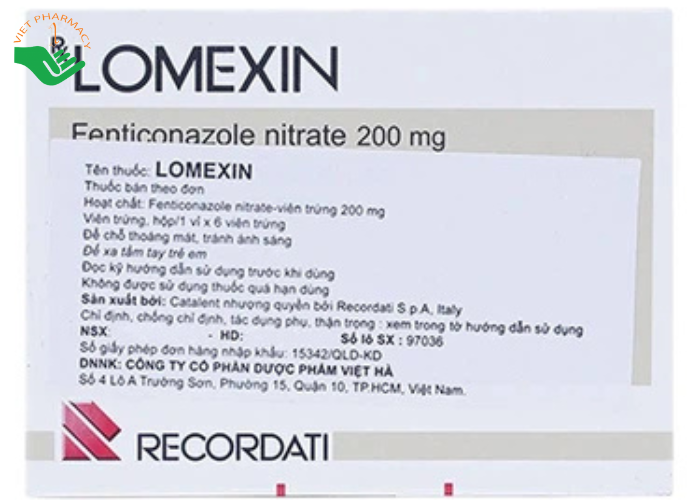 Lomexin 200mg trị nhiễm nấm Candida âm hộ - âm đạo (1 vỉ 6 viên)