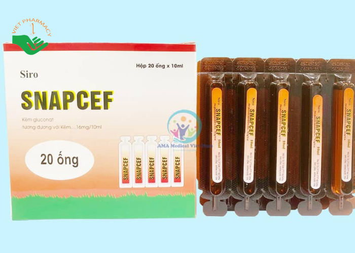Siro Snapcef 16mg/10ml Hải Dương bổ sung kẽm, tăng cường sức đề kháng (20 ống x 10ml)