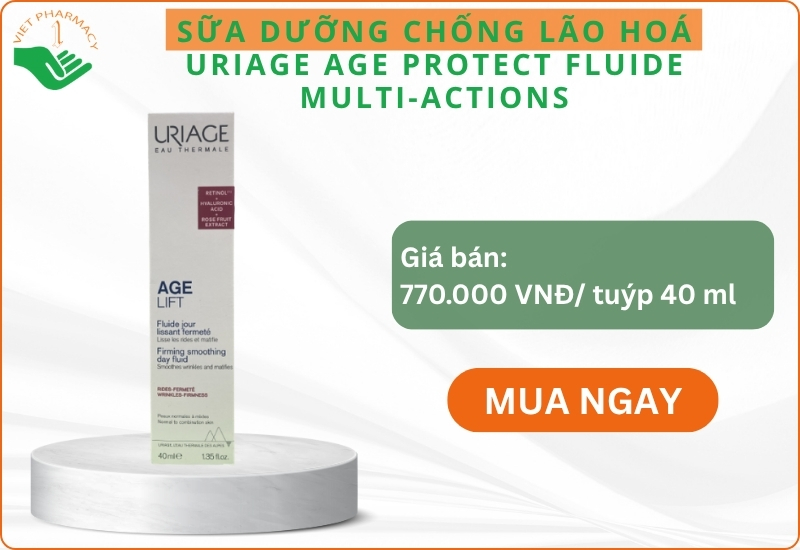 Sữa dưỡng chống lão hóa cho da nhờn và hỗn hợp Uriage Age Protect Fluide Multi-Actions