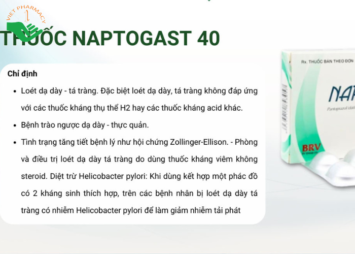 Thuốc NAPTOGAST 40 trị trào ngược dạ dày, thực quản (30 viên)