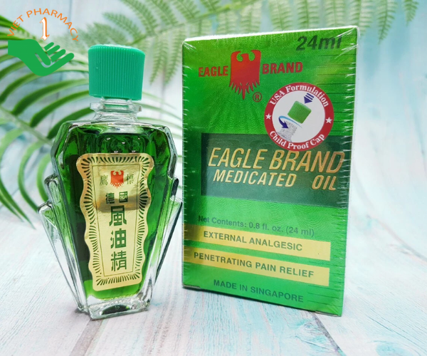 Dầu gió xanh Con Ó Eagle Brand Medicated Oil giảm nhức đầu, cảm cúm, đau lưng, viêm khớp (1chai x 24ml)