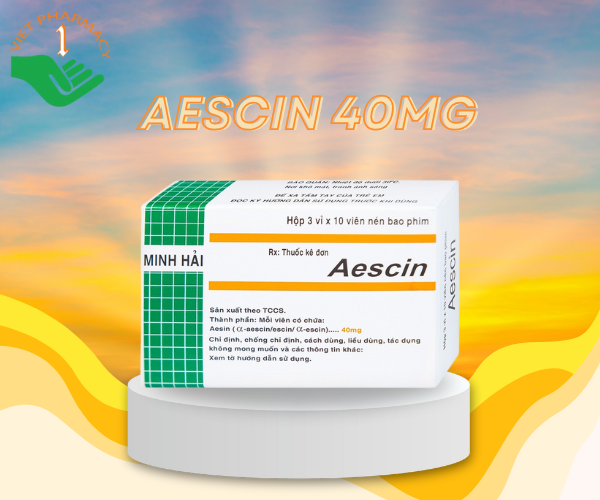 Thuốc điều trị thiểu năng tĩnh mạch, tụ máu Aescin 40mg Minh Hải (Hộp 3 vỉ x 10 viên