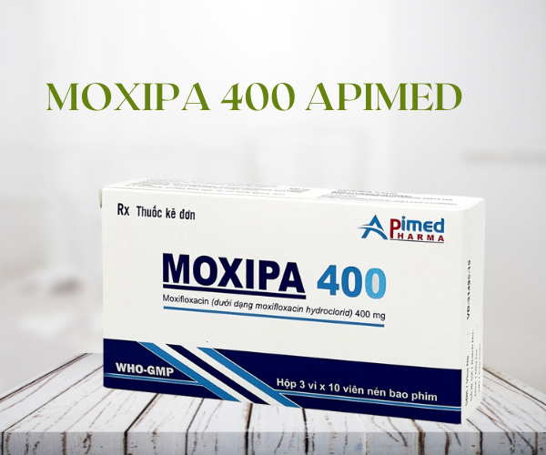 Thuốc điều trị viêm phế quản mãn tính, viêm phổi mắc phải Moxipa 400 Apimed (Hộp 3 vỉ x 10 viên)