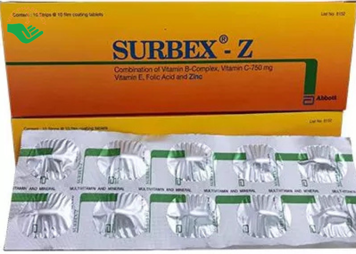 Thuốc Surbex-Z Abbott điều trị chứng thiếu các vitamin nhóm B, vitamin C và kẽm (10 vỉ x 10 viên)