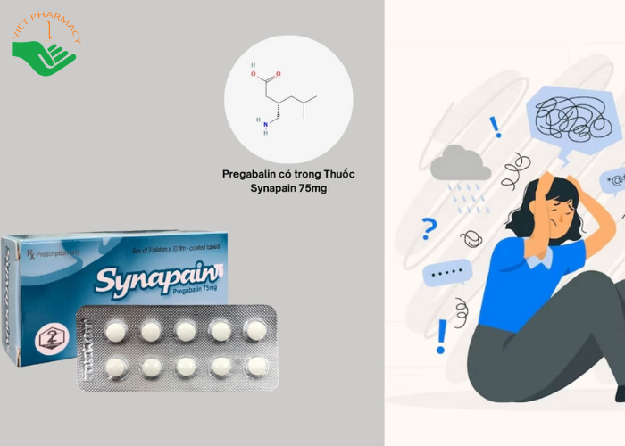Thuốc Synapain 75mg điều trị đau thần kinh, động kinh cục bộ (3 vỉ x 10 viên)