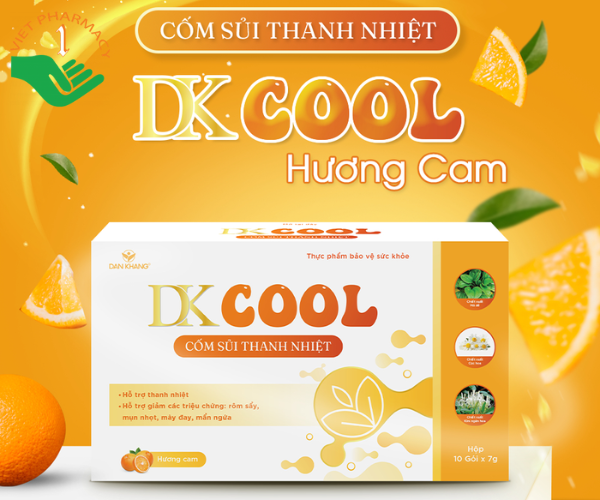 Cốm sủi thanh nhiệt DKCOOL hỗ trợ thanh nhiệt hương cam (Hộp 10 gói x 7g)