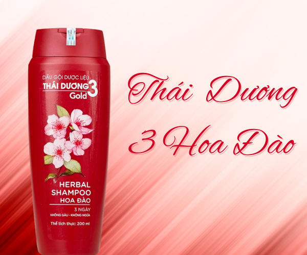 Dầu gội dược liệu Thái Dương 3 Hoa Đào làm mềm mượt và bồng bềnh tóc (200ml)