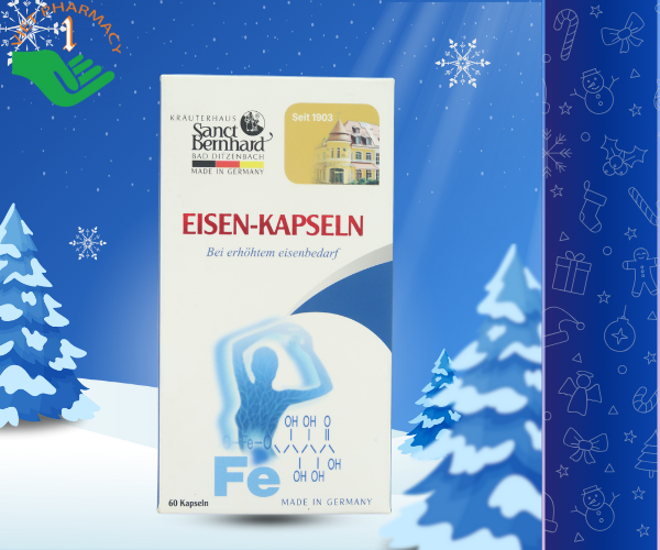 Viên uống Eisen-Kapseln hỗ trợ cải thiện tình trạng thiếu máu do thiếu sắt (Hộp 60 viên)