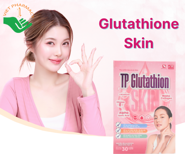 Viên uống VTM Glutathione Skin hỗ trợ làm sáng da, hỗ trợ giảm triệu chứng khô da, nhăn da, nám da (Hộp 30 viên)