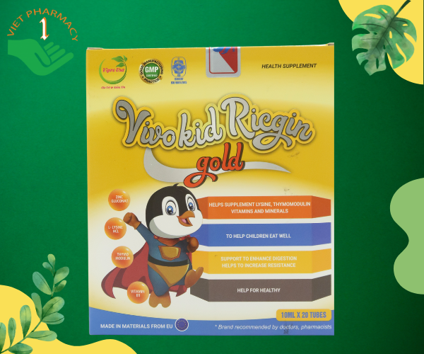 Vivokid Ricgin Gold - Tăng cường hấp thu, giúp cơ thể khỏe mạnh (Hộp 20 ống x 100ml)