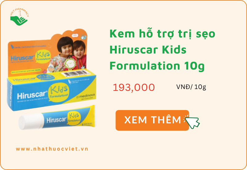 Kem hỗ trợ trị sẹo dành cho trẻ em Hiruscar Kids Formulation 10g