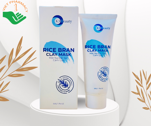 Mặt nạ đất sét cám gạo K3 Beauty Rice Bran Clay Mask (Chai 50g)