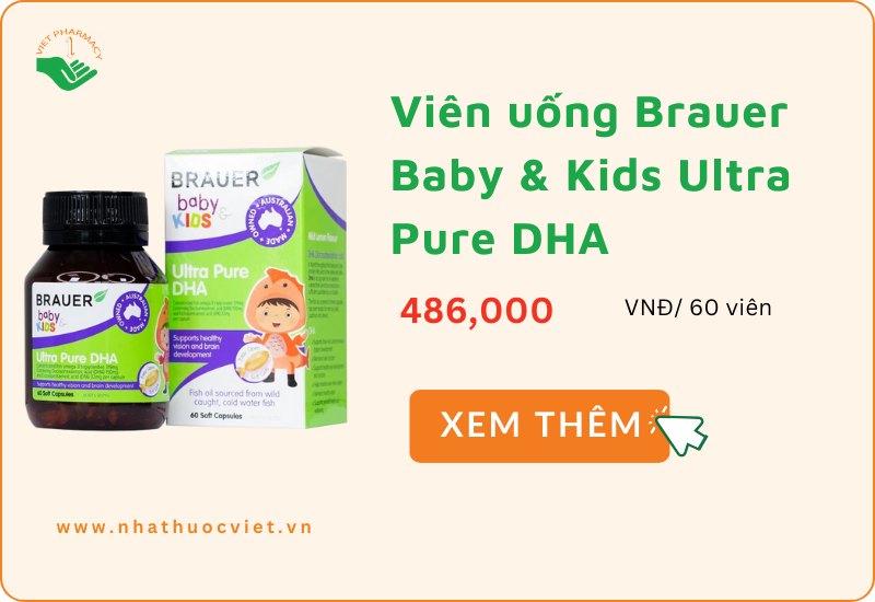 Viên uống Brauer Baby & Kids Ultra Pure DHA hỗ trợ phát triển não bộ, sức khỏe cho mắt