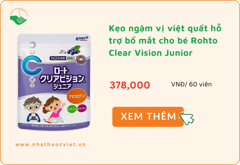 Kẹo ngậm vị việt quất hỗ trợ bổ mắt cho bé Rohto Clear Vision Junior