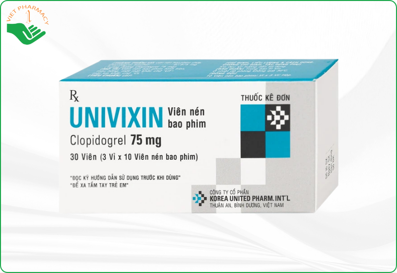 Thuốc giảm các biến cố do xơ vữa động mạch Univixin Clopidogrel 75mg