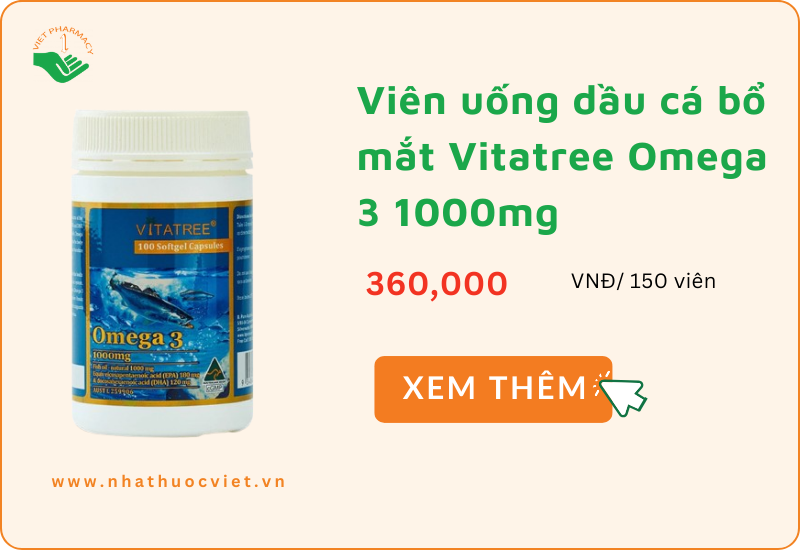 Viên uống dầu cá bổ mắt Vitatree Omega 3 1000mg