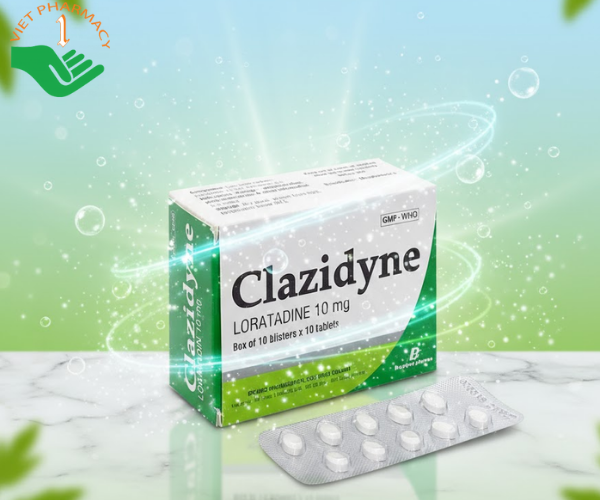 Thuốc Clazidyne 10mg điều trị dị ứng và mẩn ngứa (Hộp 10 vỉ x 10 viên)