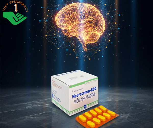 Thuốc Neurocetam-800 Điều trị rối loạn ý thức, chóng mặt (Hộp 10 vỉ x 10 viên)