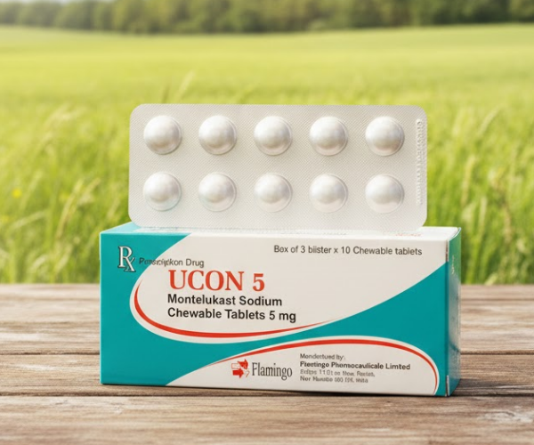 Thuốc Ucon 5mg phòng và điều trị hen phế quản mạn tính (Hộp 10 vỉ x 10 viên)