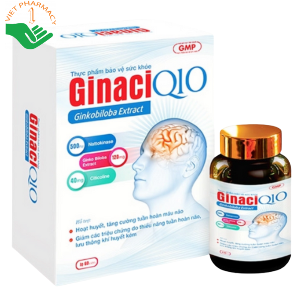 Viên uống Ginaci Q10 Dragon hỗ trợ hoạt huyết, tuần hoàn máo não