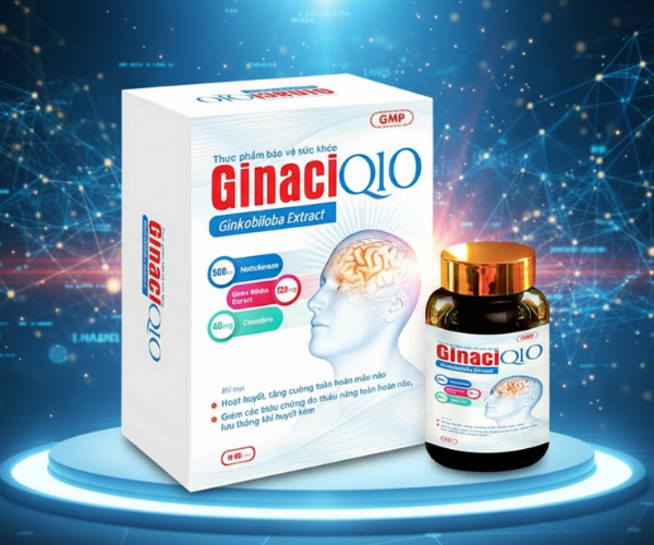 Viên uống Ginaci Q10 Dragon hỗ trợ hoạt huyết, tuần hoàn máo não (Hộp 60 viên)