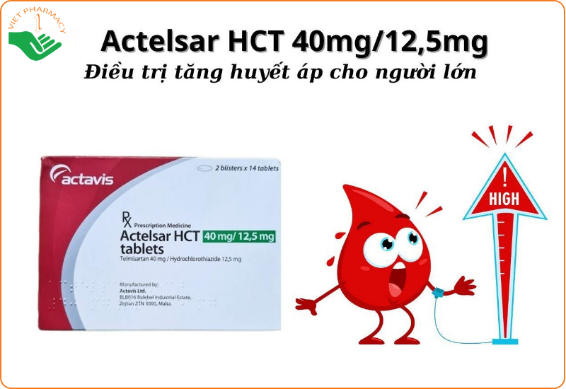 Actelsar 40mg điều trị huyết áp vô căn ở người lớn và phòng ngừa biến cố tim mạch